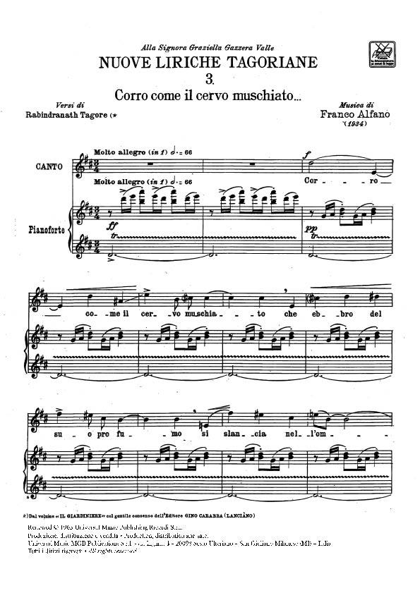 Corro Come Il Cervo Muschiato - Per Voce E Pianoforte - pro zpěv a klavír